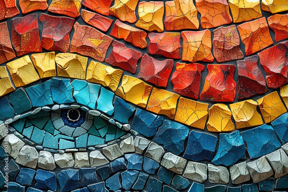 Poster mosaic pattern art decorative design colorful textured wall abstract square tile background