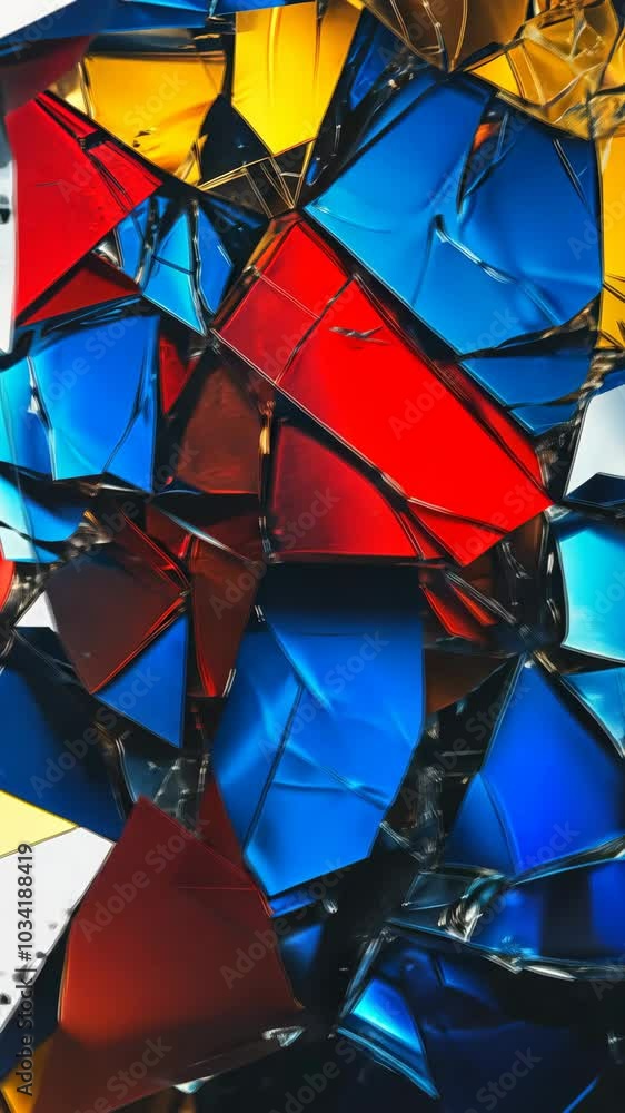 Poster gently moving colorful shattered glass creating an abstract visual experience