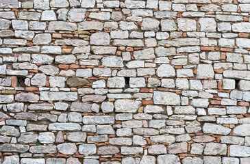 Muro di mattoni e pietre