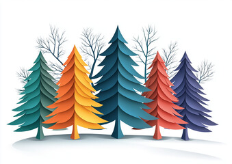 Obraz premium Colorful Christmas trees