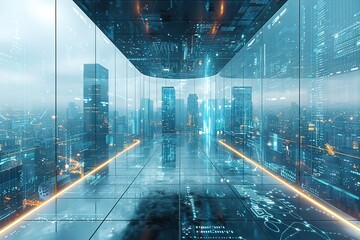 city business concept abstract technology futuristic background future digital modern network