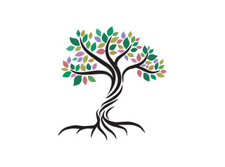 abstract tree in multicolor leaves