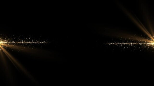 Abstract background of gold particles. Gold dots back ground. gold dust and beautyful bokeh he and dark butcground. Seamless looping video