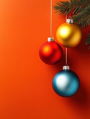 Vintage Holiday Ornaments on Bright Background