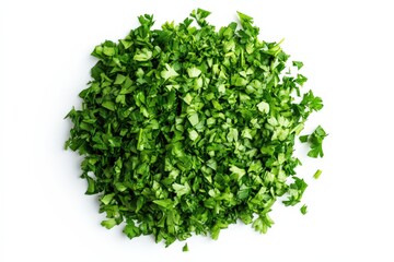 Obraz premium Chopped Dry Parsley Leaves on White Background