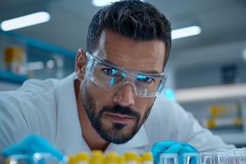 A scientist adjusting an experiment setup, focusing on actionable results