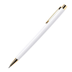 Fototapeta premium White pen with gold details on a white isolated background.
