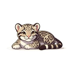Adorable cartoon leopard cub relaxing with a friendly smile