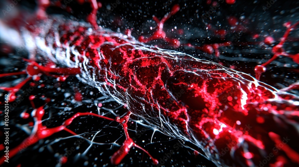 Aufkleber dynamic neural network: close-up of electrifying red and white pathway