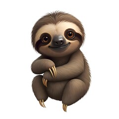Fototapeta premium Illustration of a Happy Cartoon Sloth Sitting with a Smile
