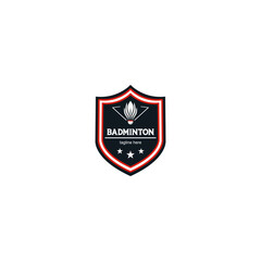 badminton logo simple design vector red and black color