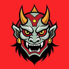  oni mask Japanese full color graffiti tattoo