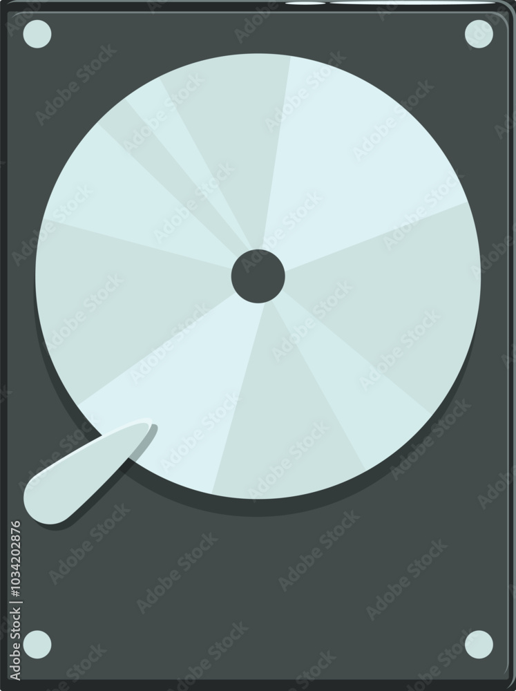 Poster hard disk drive reading data with head accessing platter for data storage concept