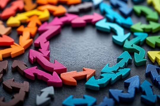 Abstract arrows forming a circle, representing adaptive problem-solving