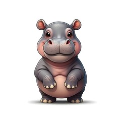 Naklejka premium Adorable Cartoon Hippo with a Friendly Expression