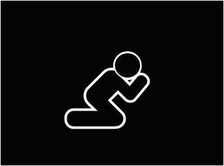 Vector illustration of a silhouette of a man praying on his knees	
