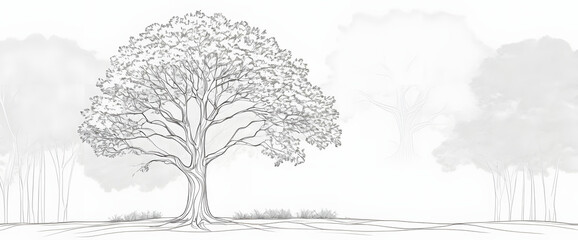 Tree drawing with pencil