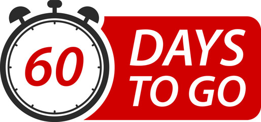 Countdown days left banner. Count time sale. Days to go. Vector illustration. 60 Days to go.