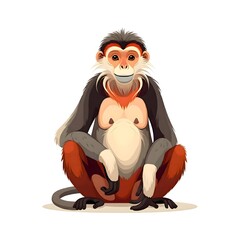 Obraz premium Illustration of a Sitting Monkey with Distinctive Features