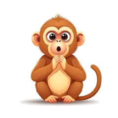 Fototapeta premium Adorable cartoon monkey with a surprised expression and big eyes