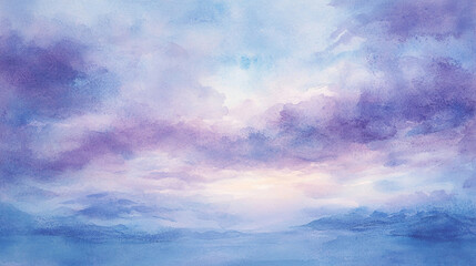 Watercolor Sky Illustration in Blue and Purple