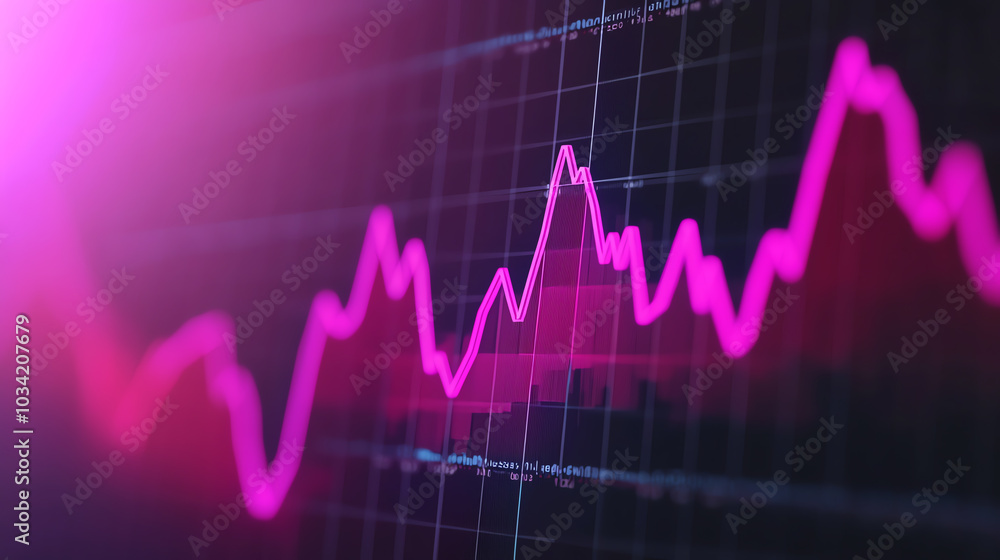 Aufkleber financial data screen with multiple rising graphs, showing exponential growth rate progress