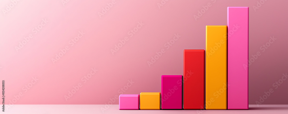 Poster 3d abstract graph showing layers of growth rate progress, sleek and futuristic