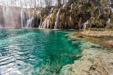 Beautiful Plitvice lakes national park, lots of waterfalls and clear lakes