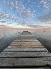 Obraz premium wooden pier at sunset