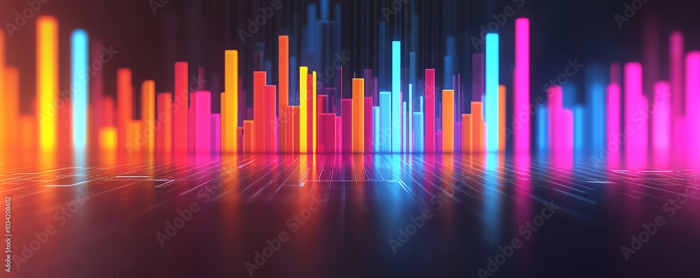 Poster 3d abstract graph showing layers of growth rate progress, sleek and futuristic