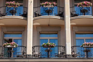 classic balcony with flowers