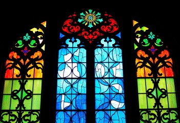 Stained Glass Intricate patterns and vibrant colors backlit for