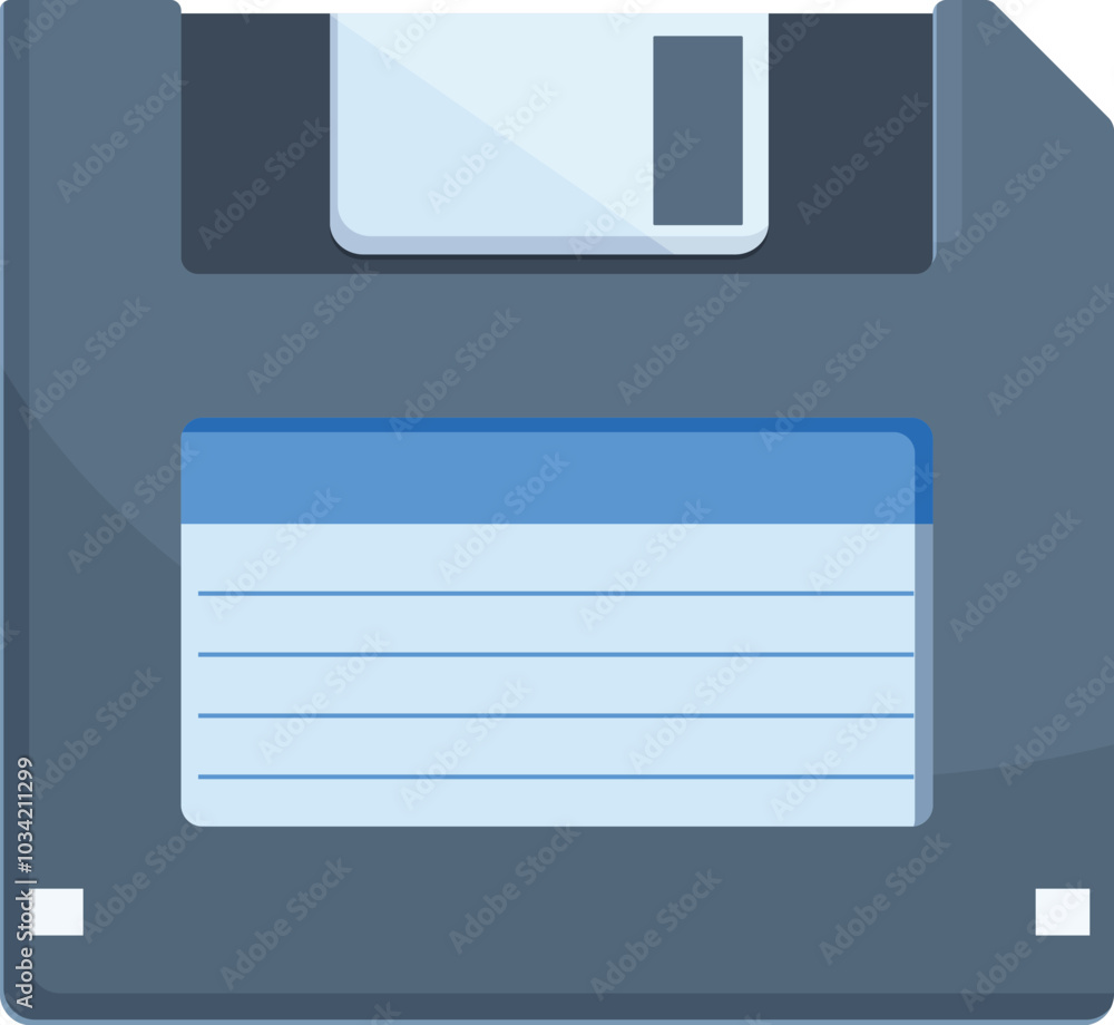 Poster floppy disk is saving data with lines representing information being written