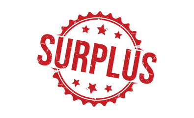 Surplus Red rubber stamp on white background. Surplus stamp sign. Surplus stamp.