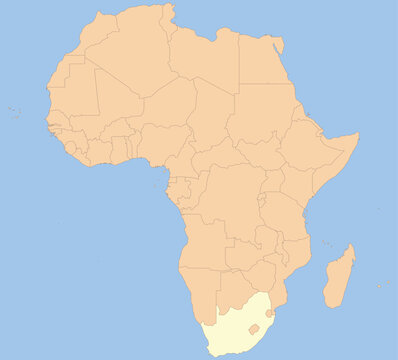 recommend clip art: Detailed national location map of SOUTH AFRICA within the great continent of Africa