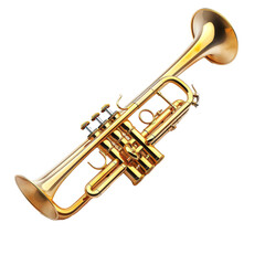 Obraz premium A shiny gold tuba resting on a white surface, showcasing its intricate design and craftsmanship in a bright, well-lit setting