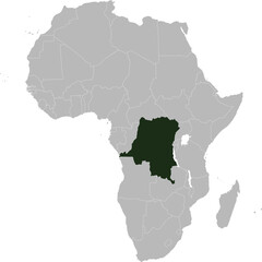 Detailed national location map of DR CONGO within the great continent of Africa