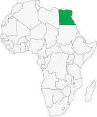 Detailed national location map of EGYPT within the great continent of Africa