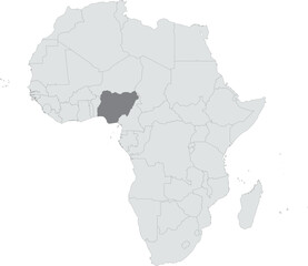 Detailed national location map of NIGERIA within the great continent of Africa