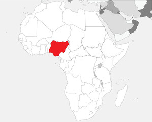 Detailed national location map of NIGERIA within the great continent of Africa