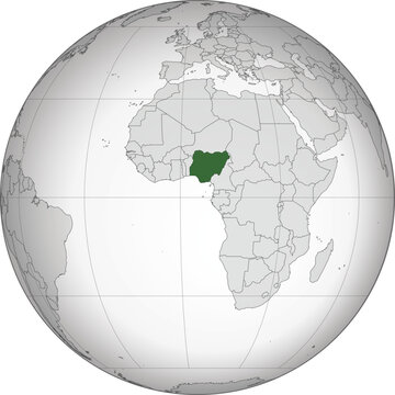 recommend clip art: Detailed national location map of NIGERIA within the great continent of Africa