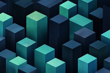 Obraz premium Abstract Geometric Blocks in Blue and Green