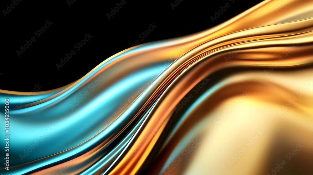 Aufkleber vibrant fluid metallic texture - abstract geometry with glossy finish and smooth curves for modern d