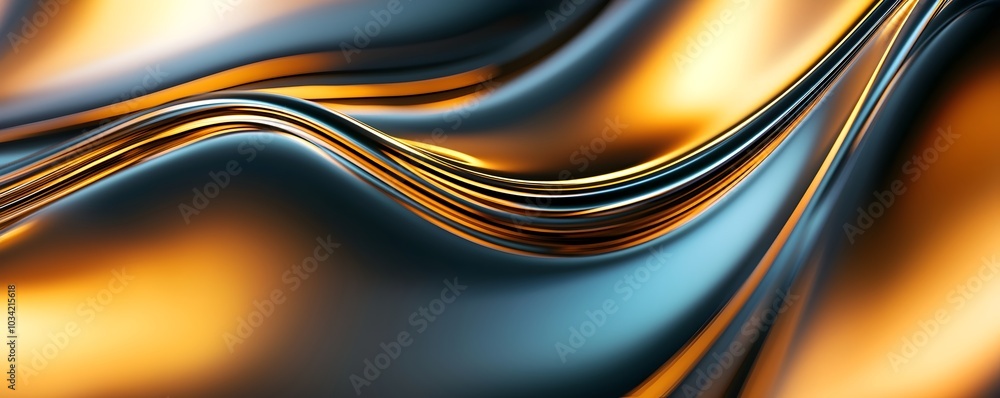 Poster mesmerizing fluid metallic texture with glowing elements - iridescent silk flow in dynamic hues for 