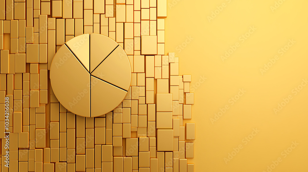 Aufkleber abstract goldcolored pie chart transforming into a sharp growth graph, symbolizing progress