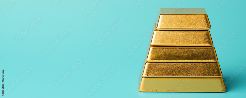 Poster gold bars ascending in a growth graph pattern, symbolizing wealth and progress