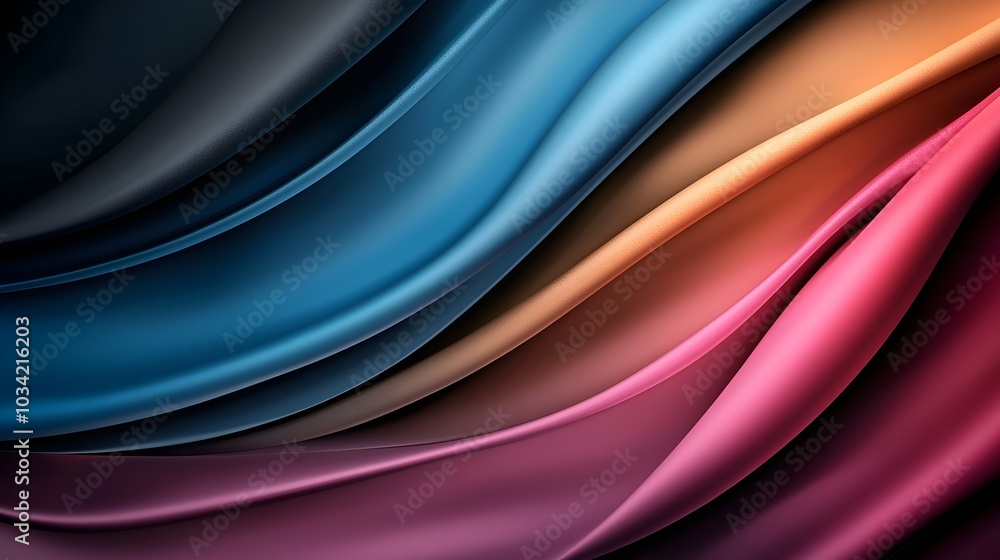 Poster vibrant metallic fluidity - abstract waves with dynamic sheen and futuristic 3d curves in bold color