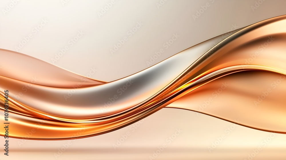Poster fluid metallic texture - brushed steel effect with geometric patterns and glowing light in modern de