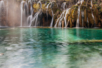 Beautiful Plitvice lakes national park, lots of waterfalls and clear lakes
