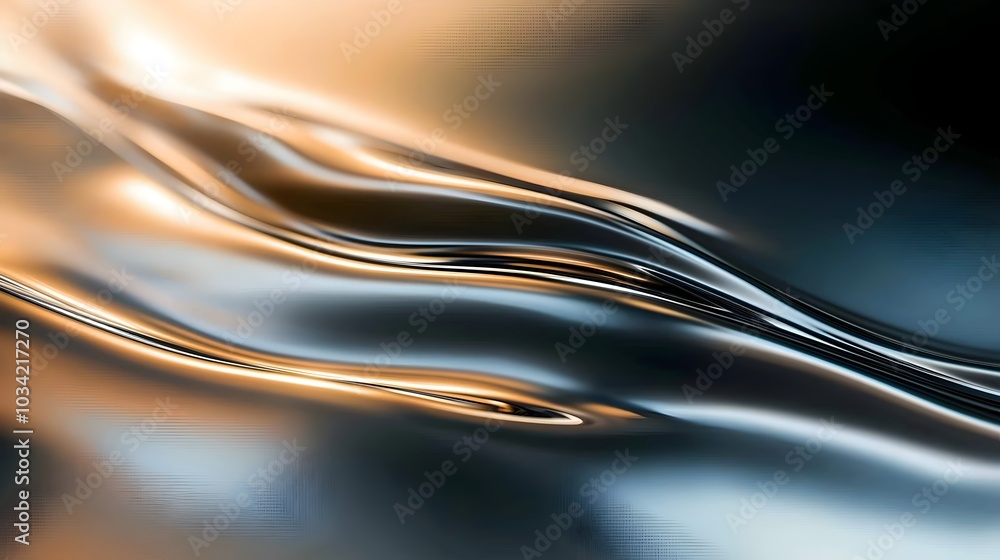 Poster futuristic liquid crystal metallic texture - smooth transitions with soft highlights and 3d patterns